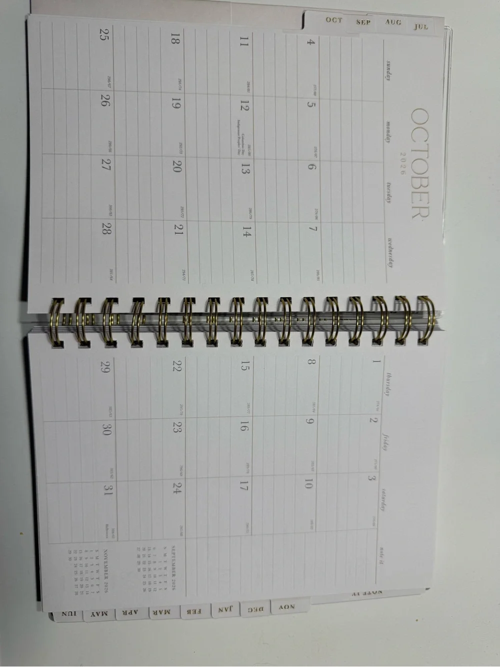 Blue Sky Mint Bow Spiral Planner with Gold Foil Accent